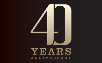 40th anniversary celebration vector background. with gold number and black background, anniversary banner for greeting card, event