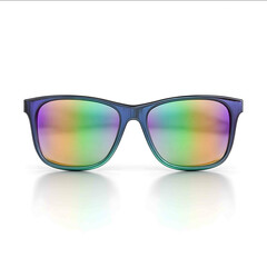 Isolated on white background colorful summer sunglasses with reflective lenses sharp edge trendy beach fashion accessory