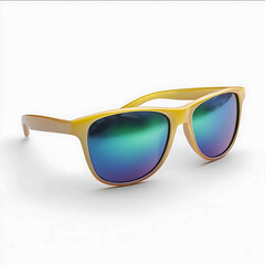 Isolated on white background colorful summer sunglasses with reflective lenses sharp edge trendy beach fashion accessory