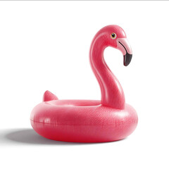 Isolated on white background cute inflatable flamingo pool float bright colorful design sharp isolated edge