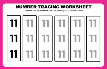 Number tracing practice worksheet with Worksheet for learning numbers. Number training writes and counts numbers. Exercises handwriting practice	