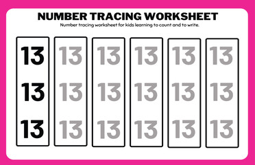 Number tracing practice worksheet with Worksheet for learning numbers. Number training writes and counts numbers. Exercises handwriting practice	