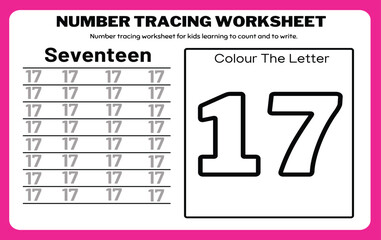 Number tracing practice worksheet with Worksheet for learning numbers. Number training writes and counts numbers. Exercises handwriting practice	
