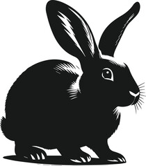 Vector cute animal rabbit drawing silhouette illustration