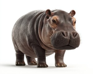 Obraz premium Hippopotamus Portrait: A detailed studio shot of a hippopotamus, showcasing its robust form and distinct features.