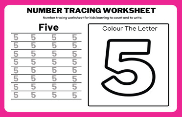 Number tracing practice worksheet with Worksheet for learning numbers. Number training writes and counts numbers. Exercises handwriting practice	
