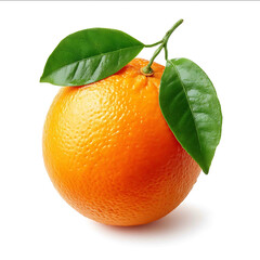 orange with leaves attached isolated on white vibrant natural citrus tropical freshness