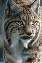 Fototapeta premium Lynx portrait: A detailed portrait captures the intense gaze and distinctive features of a wild lynx.