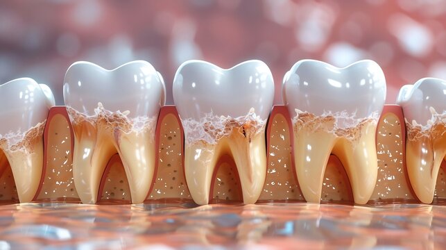 3d rendered illustration of how acidic foods weaken tooth enamel showing a gradual breakdown over time