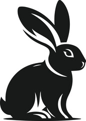 Vector cute animal rabbit drawing silhouette illustration