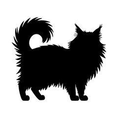 Black maine coon cat silhouette vector illustration for pet lovers and animal graphic design projects online use