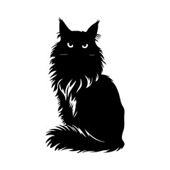 Black cat silhouette vector illustration maine coon cat breed pet animal domestic feline mammal design graphic art