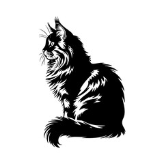 Black maine coon cat vector illustration for pet lovers and feline art enthusiasts design and print ready silhouette