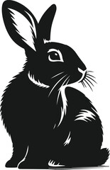 Vector cute animal rabbit drawing silhouette illustration