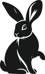 Vector cute animal rabbit drawing silhouette illustration