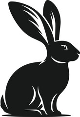 Vector cute animal rabbit drawing silhouette illustration