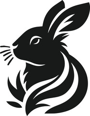 Vector cute animal rabbit drawing silhouette illustration