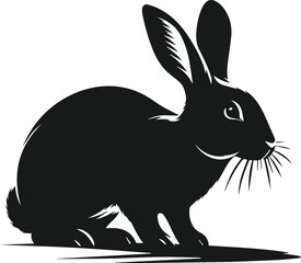 Vector cute animal rabbit drawing silhouette illustration
