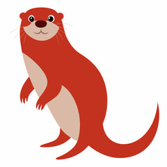 Otter on white background 