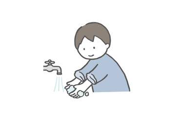 手を洗う男の子　