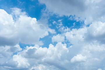 Dramatic Blue Sky with Fluffy White Cumulus Clouds Stunning Weather Background Image