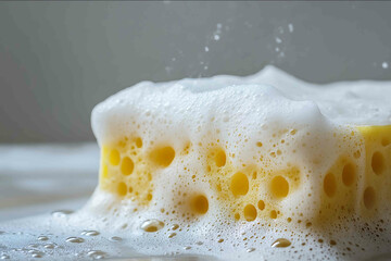 scrubbing sponge with soap foam
