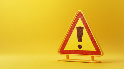 A striking yellow warning sign symbolizing urgent caution and heightened awareness presented against a matching yellow