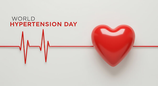 World Hypertension Day Awareness Concept with Heart and ECG Line
