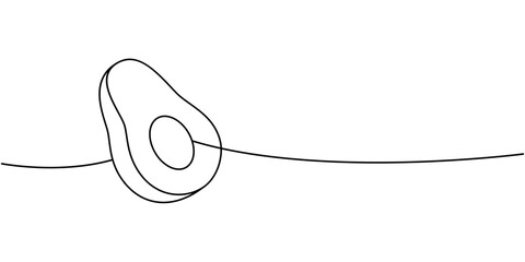 Obraz premium Avocado one line continuous drawing. Fresh organic vegetable. Vector illustration