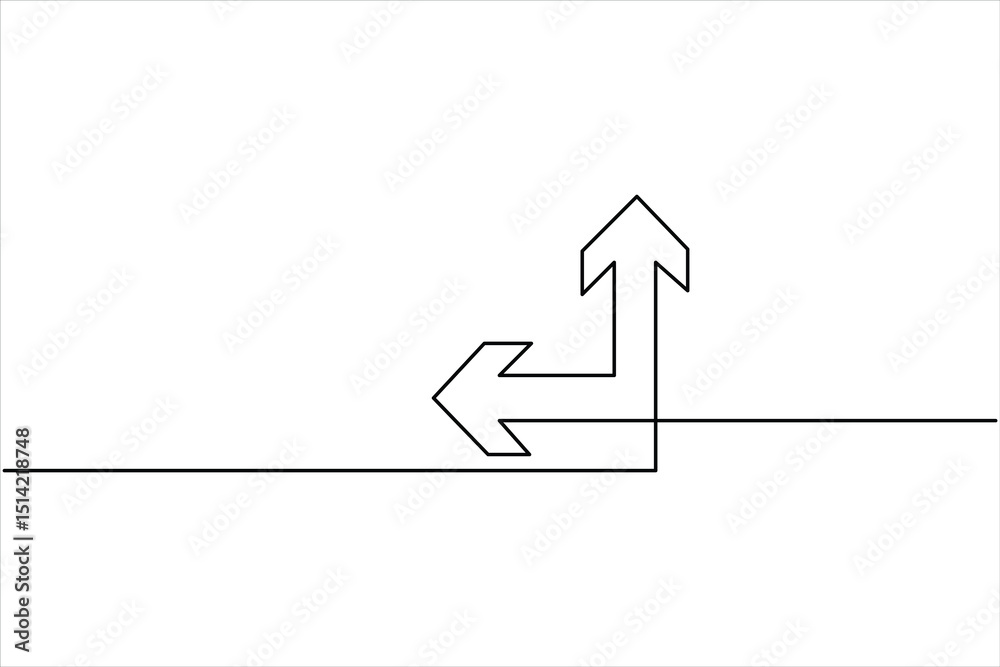 Aufkleber A one line drawing of arrow symbol continuous single line art arrow design Vector illustration