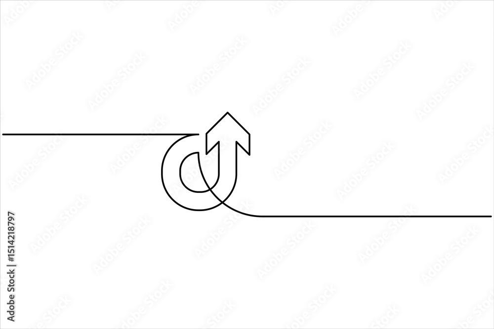 Aufkleber A one line drawing of arrow symbol continuous single line art arrow design Vector illustration