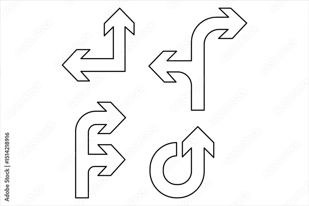 Aufkleber A one line drawing of arrow set symbol continuous single line art arrow design Vector illustration
