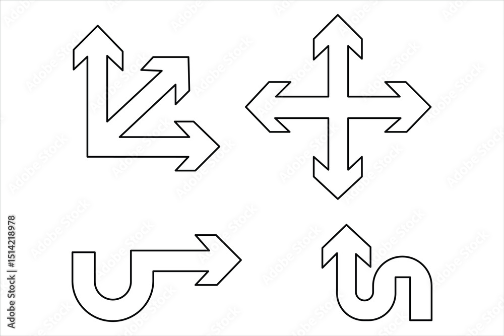 Fototapete a one line drawing of arrow set symbol continuous single line art arrow design vector illustration