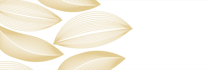 Vector art deco flower pattern background, gold line art, nature floral illustration.