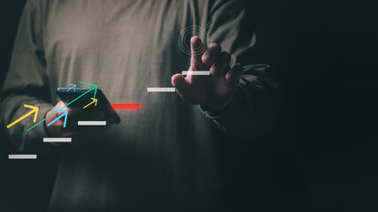 Businessmen or traders showing different management concepts from others, planning and strategy,...