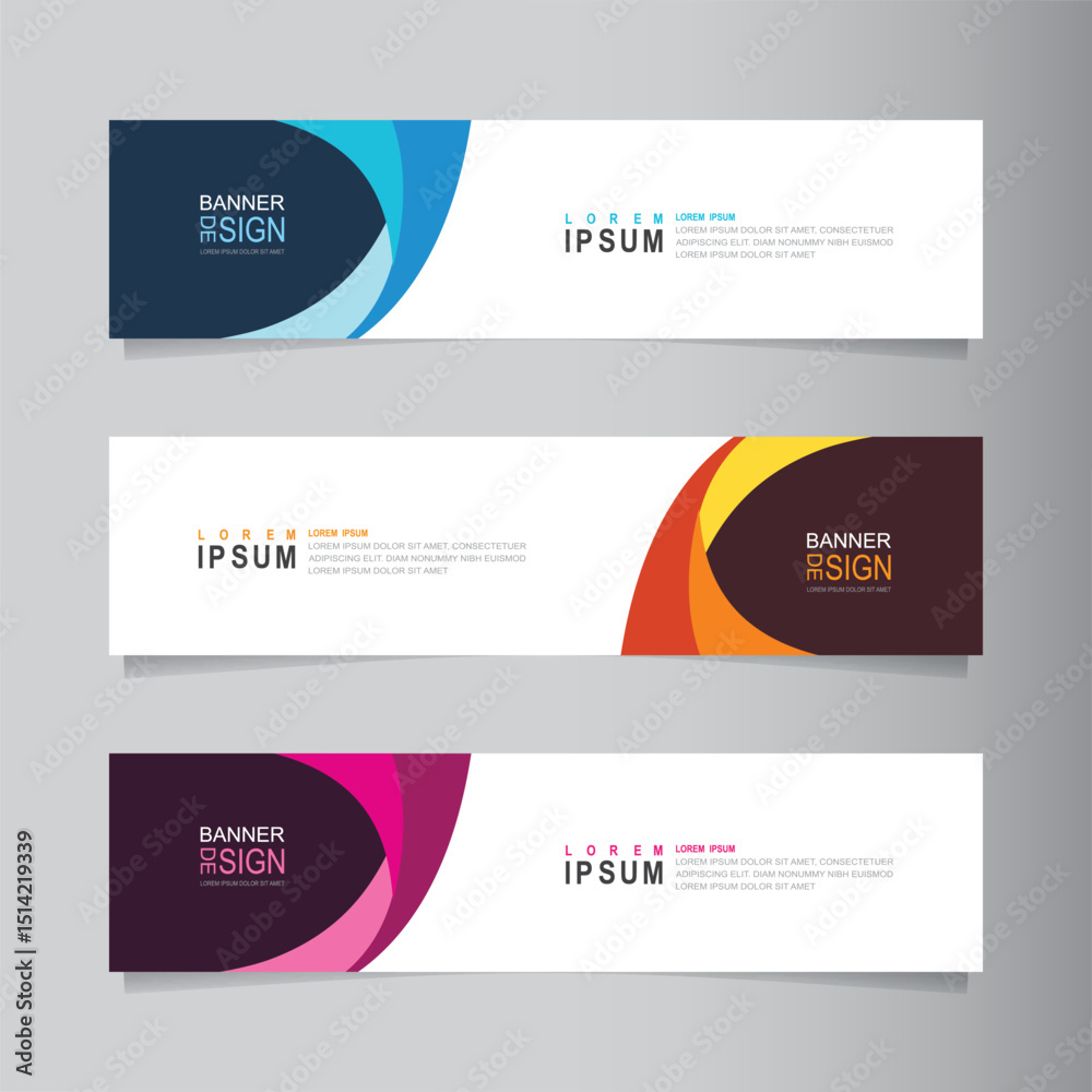 Poster vector abstract banner design web template. collection of abstract fluid banners. abstract geometric