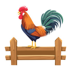 rooster in the fence