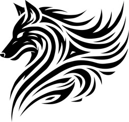 Tribal Wolf Head Vector Silhouette Design