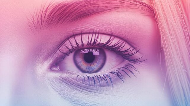 Twitching Eye Close-Up in Futuristic Gradient Light