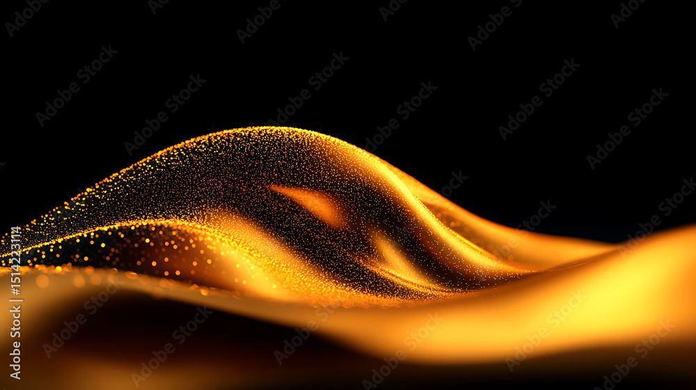 Poster golden abstract waves creating a mesmerizing visual effect in a dark background