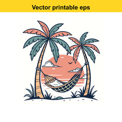 Relaxing in a Hammock Between Palm Trees at Sunset