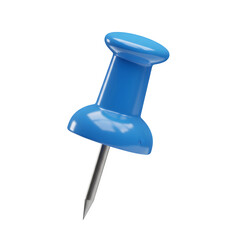 Blue Push Pin, 3d rendering. isolated on white or transparent background. PNG