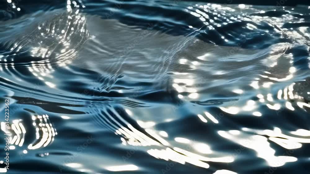 Poster metallic medical device gently unfurling and relaxing in water, creating mesmerizing fluid dynamic p