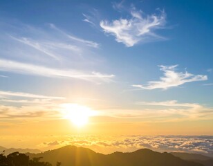 Obraz premium Sunrise over mountain cloudscape