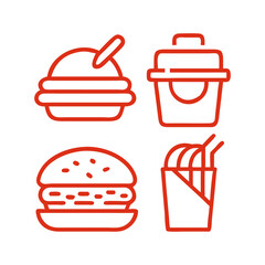 Red Fast Food Outline Icons