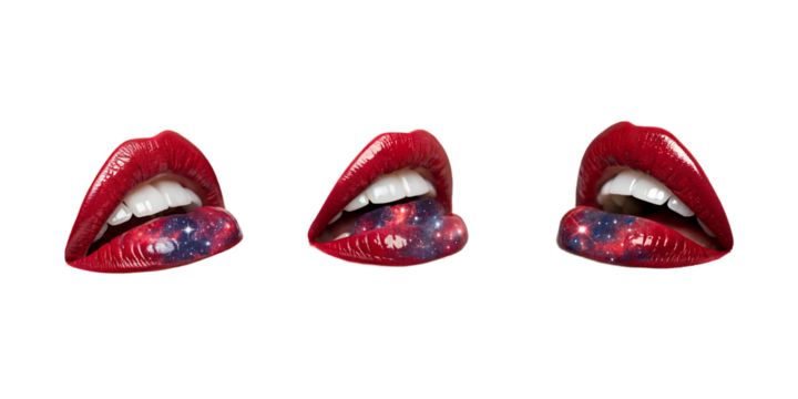 red lips set on transparent background