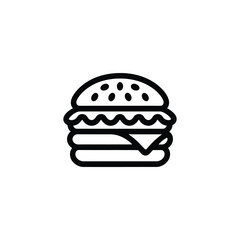 Outline Burger Icon With Transparent Background and Sesame Seeds on Top Bun