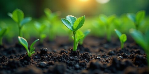 Young Sprout growing in a controlled environment with advanced technology and machinery, equipment, lab, agriculture