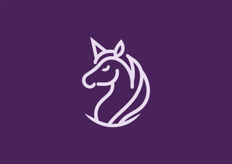 Line style unicorn logo for fantasy, magic, or dream-themed branding.