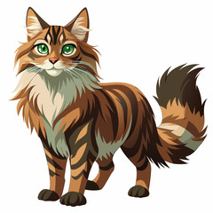 Obraz premium Stylized Norwegian Forest Cat – Majestic Pet Vector Art